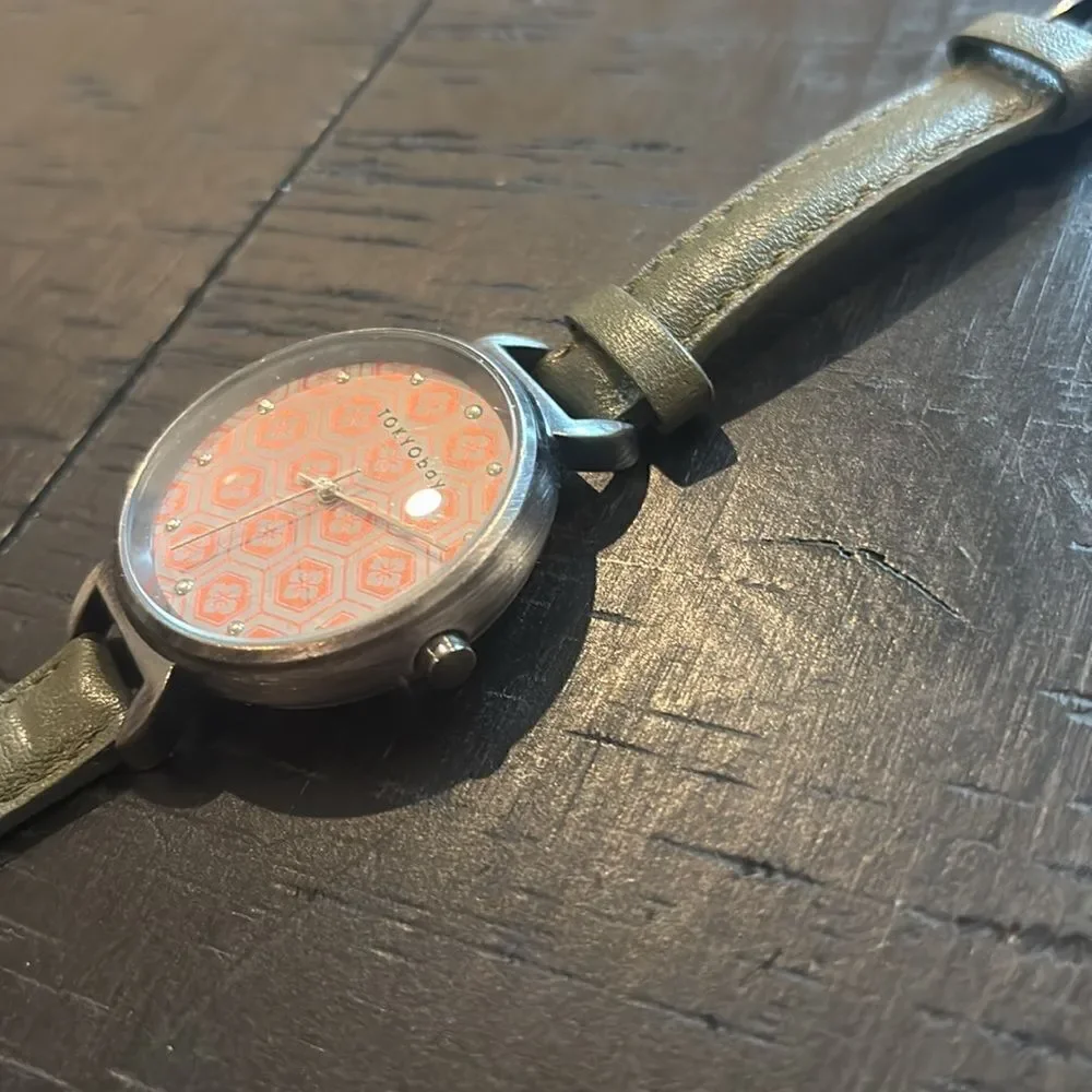 Tokyo Bay Mitsu Martini Green Silver Tone Leather Watch​​​